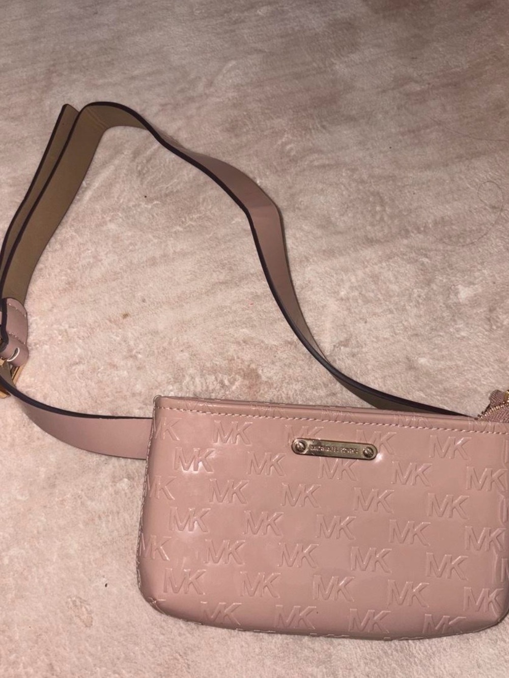 Michael Kors Pink Embossed MK Crossbody Bag